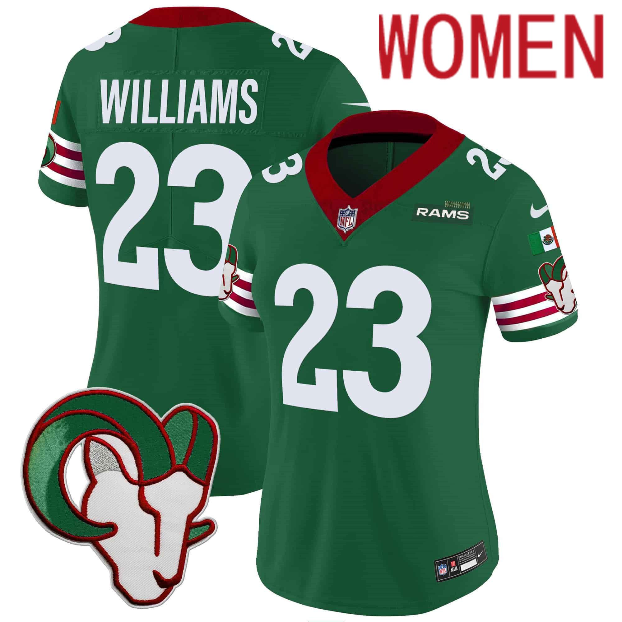 Women Los Angeles Rams #23 Williams Green 2024 Nike Mexico Vapor Limited NFL Jersey